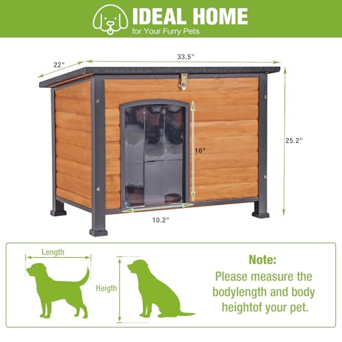 33.5" Weatherproof Outdoor Dog House for Small to Medium Breeds