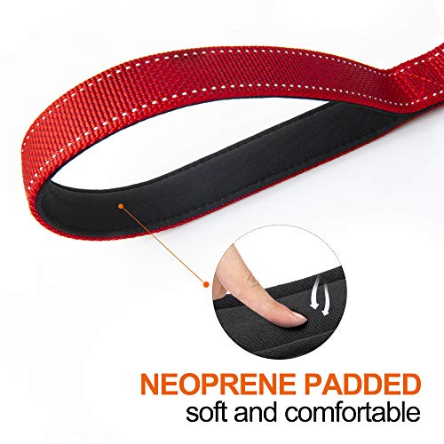 6FT 1IN Heavy Duty Dog Leash for Large Dogs with 2 Padded Handles (Red / 1 in x 6 ft)