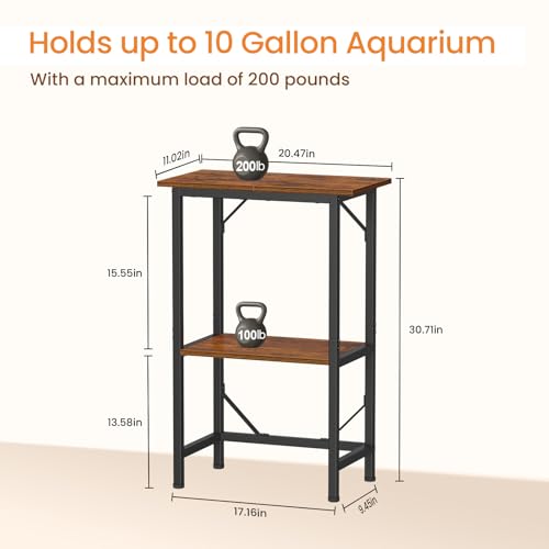 10 Gallon Fish Tank Stand (Rustic Brown / 10 Gal-2 Tier)