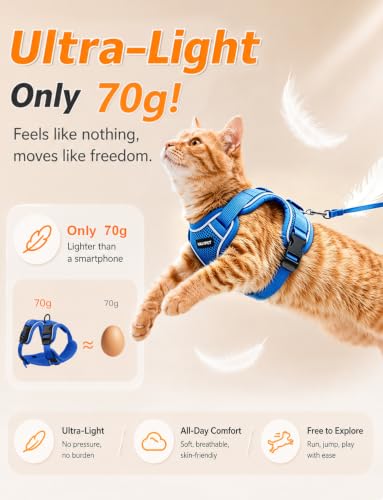 Cat Harness and Leash Set (H600 Pro Blue / Small (7-12lb))