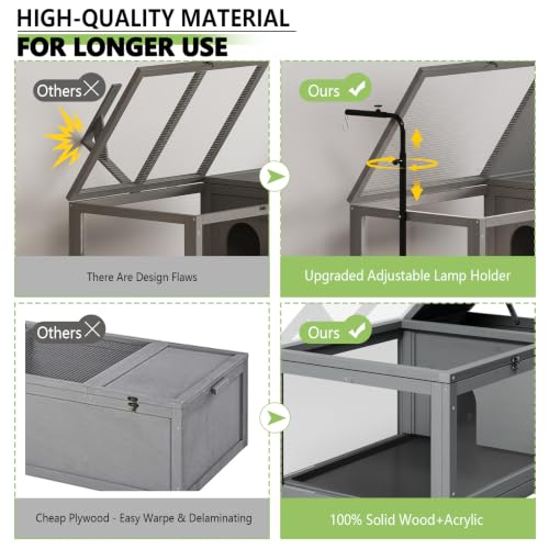 Tortoise Habitat with Adjustable Lamp Holder (New Gray)