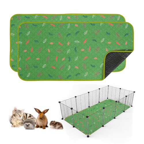 2 Pack Washable Guinea Pig Pee Pads (Leaves - Green / 24x48 Inch (Pack of 2))