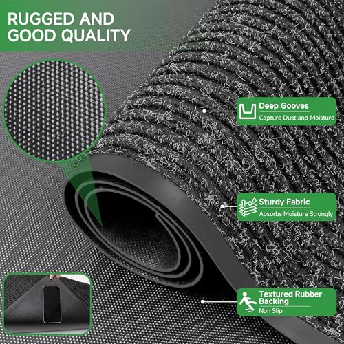 Front Door Mat (3' x 5' (Rectangular) / Black Striped)