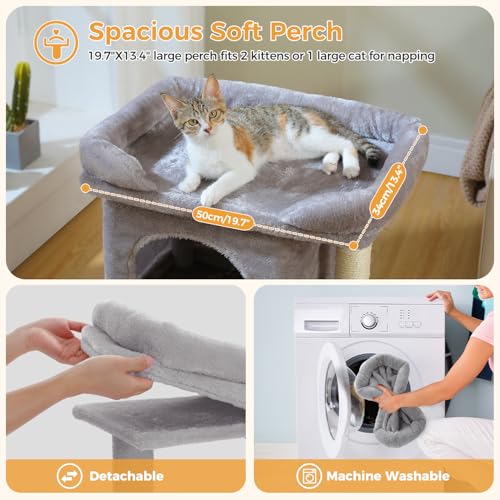 26" Cat Tree for Indoor Cats (Small-26 inches / Gray)