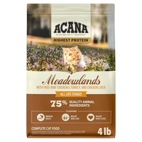 Grain Free Dry Cat Food Meadowlands Recipe 4lb Bag (4 Pound (Pack of 1))