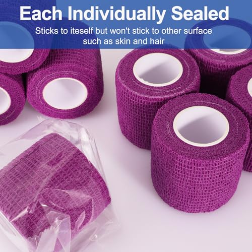 24 Pack 2 Inch x 5 Yards Self Adhesive Bandage Wrap (Purple / 2 Inch)