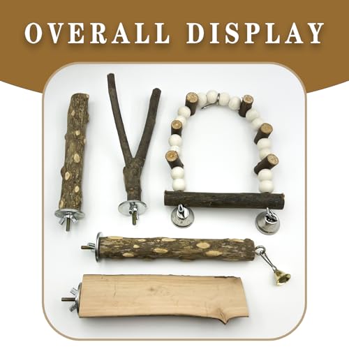 5Pcs Natural Wooden Bird Perch Set (Brown / 5PCS-A)