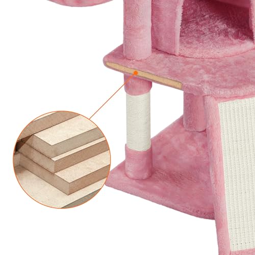 42in Cat Tree Tower for Indoor Cats (Pink)
