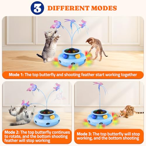 Cat Toys Automatic Interactive Kitten Toys for Indoor Cats (Blue)