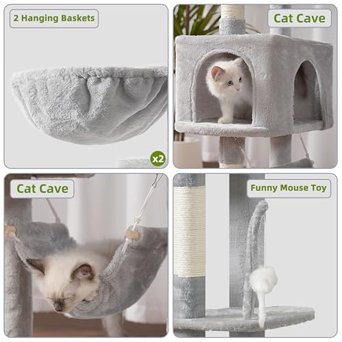 Tall Cat Tree Tower for for Multiple Cats (78.7 inch / Light gray)