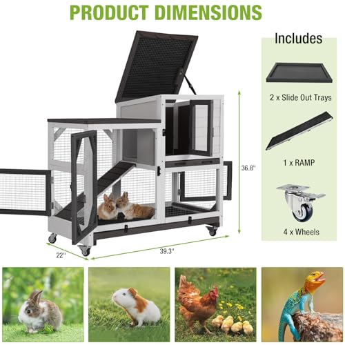 2 Story Rabbit Hutch Bunny cage Wooden Rabbit Cage Indoor