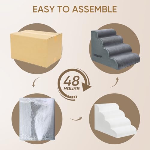 3 Step Pet Stairs for High Beds & Sofas (Grey / 3-step 15.7"H)