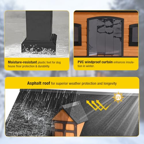 Outdoor Heated Dog House with Heating Pad Insulated Dog Houses with Anti