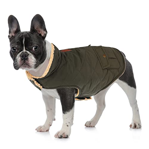 XS Warm Puffer Dog Coat Ultra Thick Plush Quilting Winter Jacket (X-Small / Green)