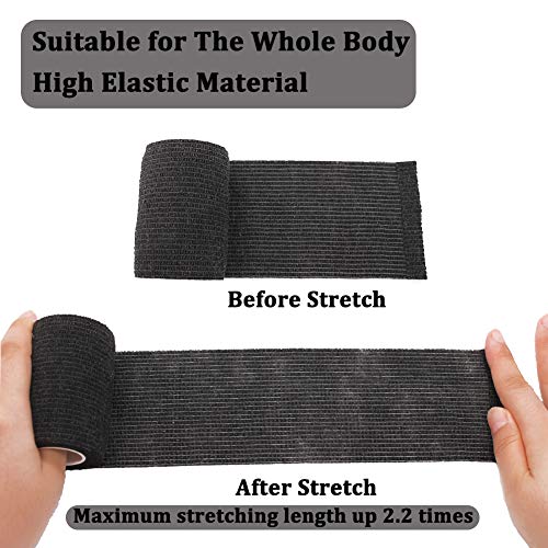 12 Rolls Elastic Self Adhesive Bandage Wrap 3 Inch (3 Inch-12 Count Black)
