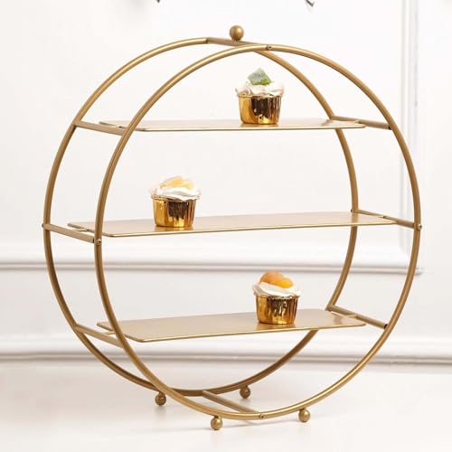 Efavormart 3 Tier Metal Round Cupcake Stand 21" Matte Gold (3-Tier 21" Round / Gold)