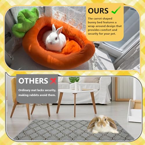 25.6x13.8In Rabbit Bed (L-Orange Carrot Shape,3PCS)