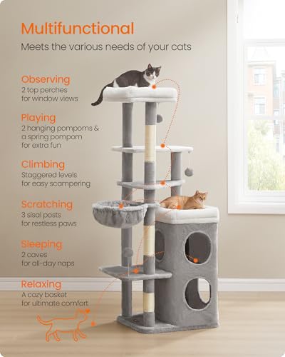 Cat Tree Indoor (L (21"L x 18"W x 60"H) / Dove Gray)