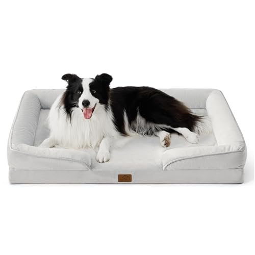 Orthopedic Dog Beds Large Sized Dog Washable Original Design (Ether Grey / 35"l X 25"w X 6.5"th)