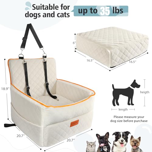 Dog Car Seat for Small Medium Dogs (White)