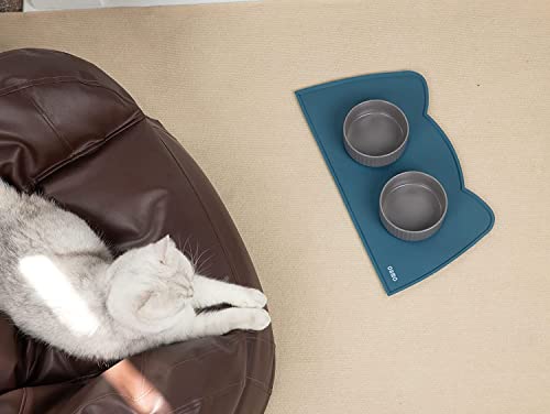 Cat Food Mat Silicone Pet Feeding Mat (20"L x 12"W / Teal)