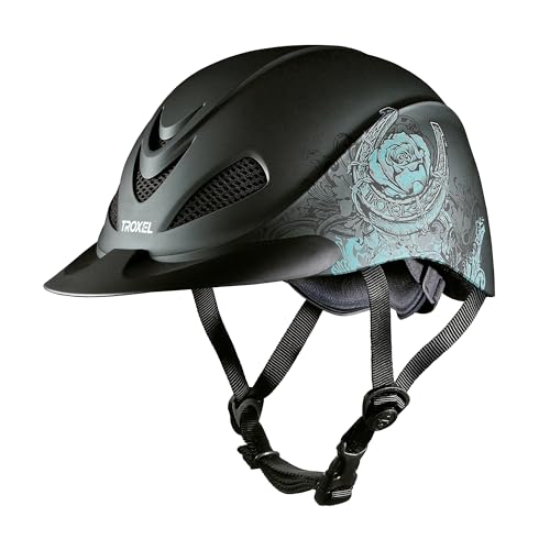 Rebel Bold Horse Riding Helmet (Turquoise Rose / X-Large)