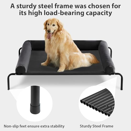 Large Elevated Cooling Cot (Black / 54.0"L x 34.0"W x 8.0"Th)