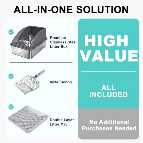 Stainless Steel Litter Box (Dark Grey / X-Large)