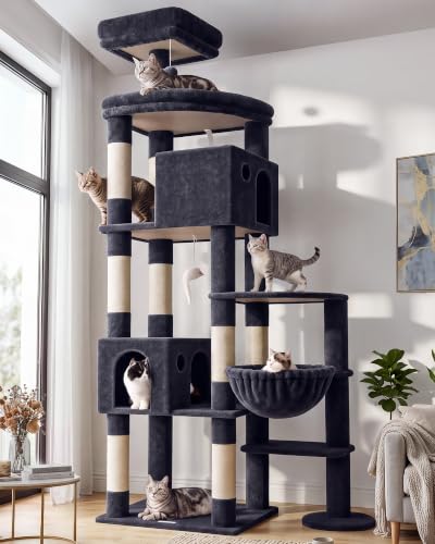 Giant Cat Tree for Indoor Large Cats (83inch / Dark Grey)