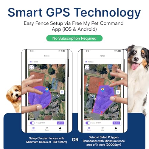 2 1 Smart Wireless GPS Dog Fence with APP Setup 1 Collar Kit (1 Collar Kit with Remote)