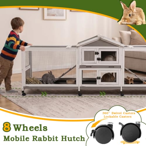 93" L Double Rabbit Hutch with Dual Runs (93.0"L x 22.1"W x 35.0"H)