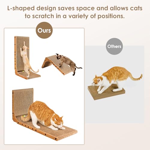 Cardboard Cat Scratcher for Indoor Cats (Brown / 16.6x11.2x26.8)