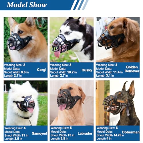 Dog Muzzle Basket Muzzle Anti Biting Chewing for Small Medium Dog (1 (Snout 6¼-7½") / Black)