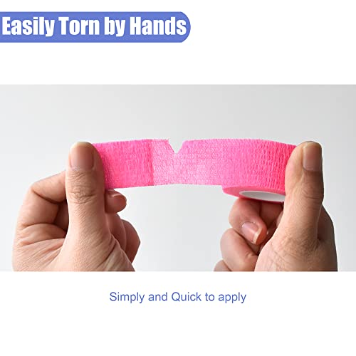 9 Pack 1" x 5 Yards Self Adhesive Bandage Wrap Self Stick Wrap for Ankle (1 Inch / Pink)