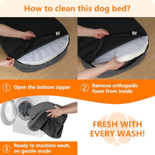 Orthopedic Waterproof Medium Dog Bed Sofa (Plush-Dark Grey / Medium(36 x 25.5 x 6 inch))