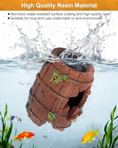 Fish Tank Decorations (Wood Barrel)