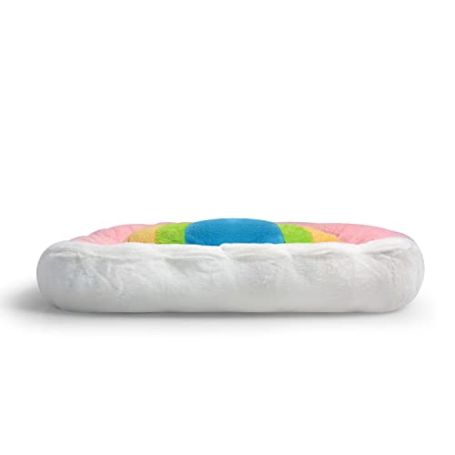 Soft Plush Small Cute and Cozy Nature Dog Cat Bed (Rainbow)