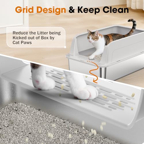 2PACK Stainless Steel Litter Box (Silver Grey / XL)