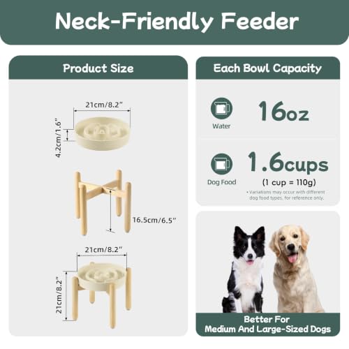 Elevated Slow Feeder Dog Bowls (Light Yellow)