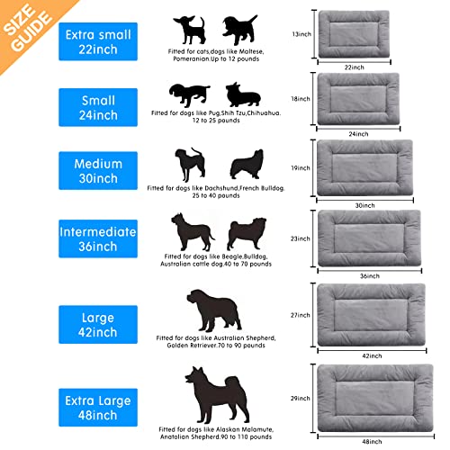 Dog Crate Pad Washable Dog Bed for Crate Small Cozy Mat 24 (24.0"L x 18.0"W x 1.0"Th / gray)