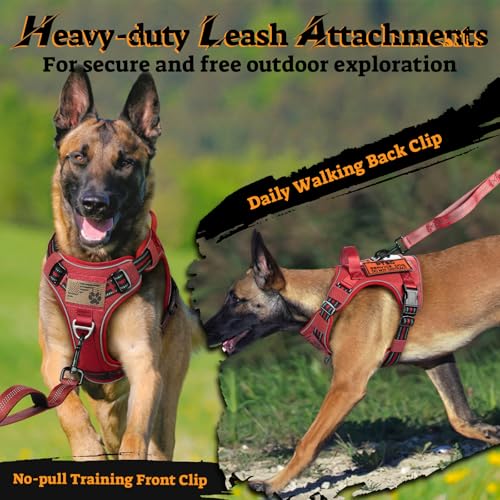 Tactical Dog Harness for Small Dogs (S(Chest:16.1"-31.5",Neck:15.4"-21.6",Back:7.1") / Red)