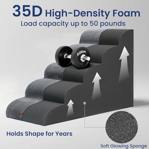 Ramp Dog Stairs for High Beds 22.6" H (Grey / 5-Step (33"D x 15.7"W x 22.6"H))
