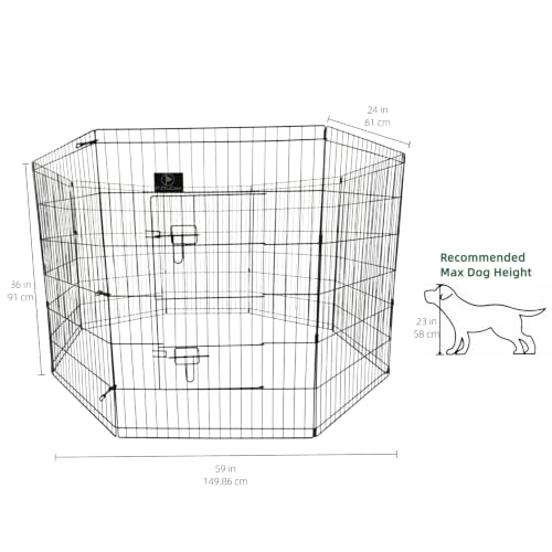 Puppy Playpen with Top Cover & Bottom Pad (Black / Medium Pen: 36-Inch High)