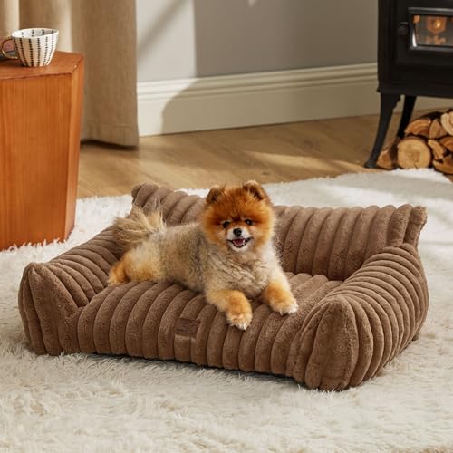 ComfyFleece® Shown on TV Fluffy Dog Couch for Pets (30x20x10" / Camel Brown)