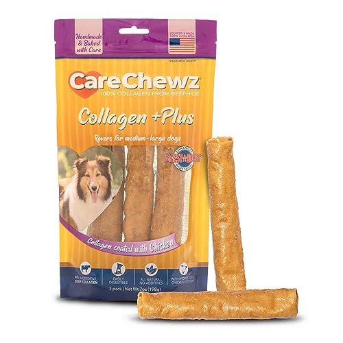 CareChewz Collagen +Plus 9" Rovers Dog Chew Treats (Rovers +PLUS / 3 Count (Pack of 1))