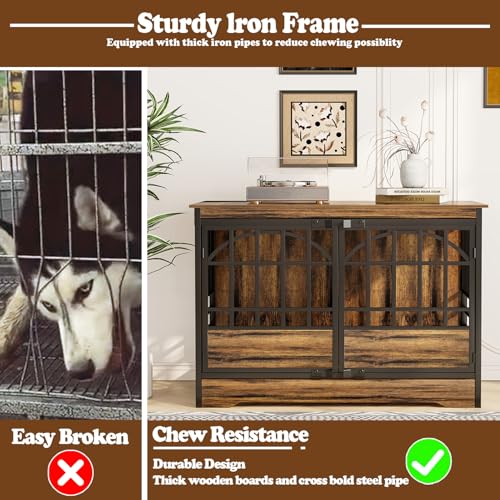 52" Dog Crate with Arched Doors (Cognac Brown)