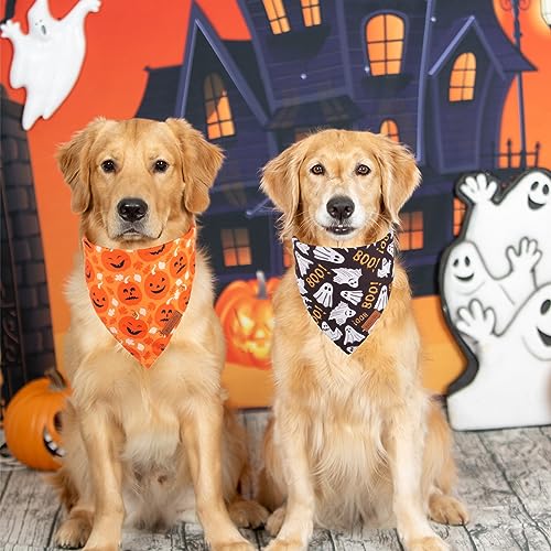 Halloween Dog Bandana (X-Large / Black & Orange)