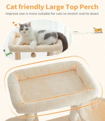 Cat Tree Large Cat Tower Tree 68" Multi (Beige)