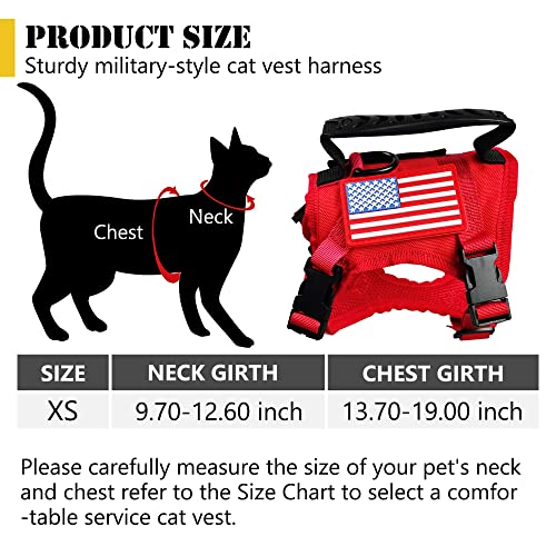 Tactical Cat Harness and Leash for Walking Escape Proof (Red)