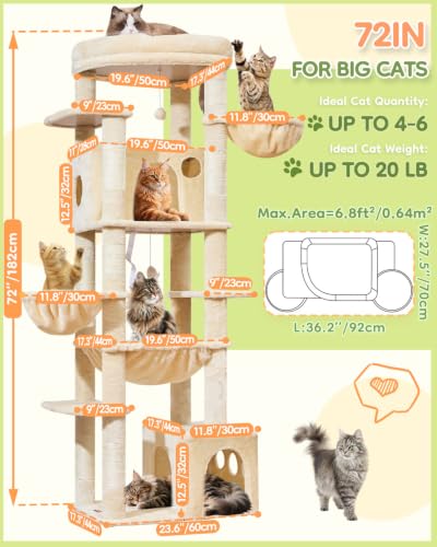 72 in Cat Tree (Beige)